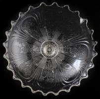 Asztalközép. Préselt üveg, jelzés nélkül, pattogzással, d: 24 cm, m: 18 cm