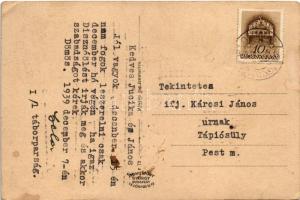 1939 Dömös, utca részlet, templom. Lengyel internálótábor I./1 táborparancsnokságról küldött levél (...