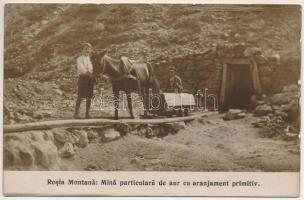 Verespatak, Rosia Montana; Mina particulara de aur cu aranjament primitiv / aranybánya, bányavasút. Nicolae Oprisa kiadása / gold mine, mine railway (Rb)