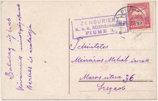 1916 Fiume, Rijeka; Via Mich / Munkácsy utca, csillámmal díszitett / street view, glitter decorated ...