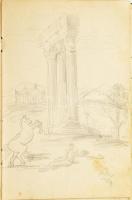 Amerigo Tot (Tóth Imre) (1909-1984): Antik jelenet 1933. Ceruza, papír, jelzett. Régi emlékkönyvbe r...