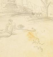 Amerigo Tot (Tóth Imre) (1909-1984): Antik jelenet 1933. Ceruza, papír, jelzett. Régi emlékkönyvbe r...