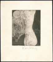 Kondor Lajos (1926-2006): Női akt torzó. Rézkarc, papír, jelzett, 13x10,5 cm