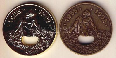 1992. "1956-os forradalom" aranyozott + patinázott Br emlékérem pár T:2