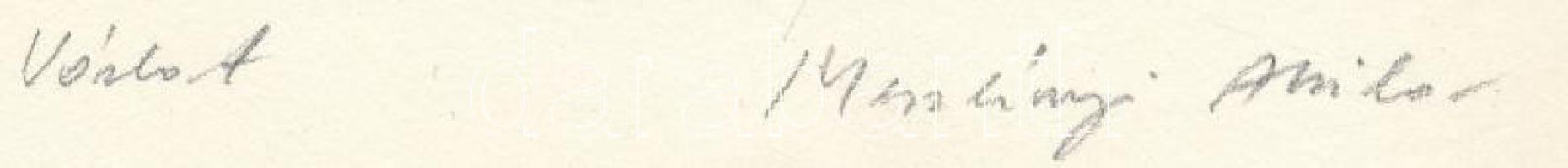 Meszlényi Attila (1954 - ): Vázlat (groteszk angyal), 1979. Nyomat, papír, jelzett, 12x11,5 cm