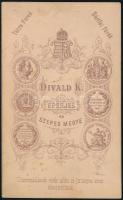 1876 Polgári család fotója, vizitkártya Divald Károly eperjesi műterméből, 10,5x6,5 cm