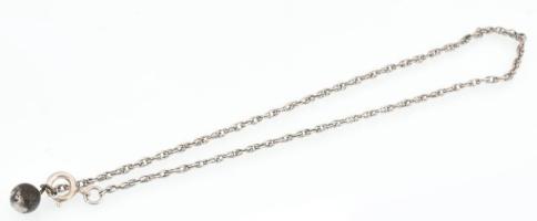 Ezüst(Ag) bokalánc kis labdával, jelzett, h: 24 cm, nettó: 3,7 g