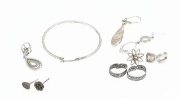 Ezüst(Ag) fél pár fülbevaló tétel, jelzéssel és jelzés nélkül, bruttó: 11,2 g