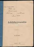 1881-1885 Ötsöd (Öcsöd, Békés vm.), adókönyvecske, kitöltött, hajtott, szakadt lapokkal