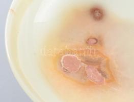 Ónix talpas asztalközép, jelzés nélkül, hibátlan, d: 20 cm, m: 13 cm