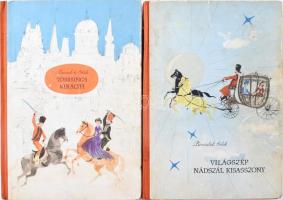 Benedek Elek: Világszép nádszál kisasszony, Többsincs királyfi. Bp., 1960, Móra. Kiadói kopott félvászon-kötésekben, az első kötet sérült kötéssel.