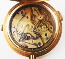 Carillon negyedütős, kronográfos zsebóra 14K arany (Au) fedeles zsebóra, jelzett arany porvédő, műkö...