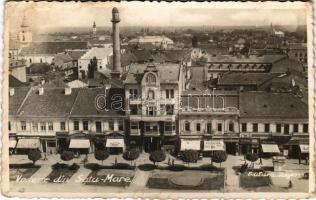 1938 Szatmárnémeti, Satu Mare; látkép, Huszár Aladár, Jelenyik, Femina, Einhorn, Kalocsai László, Agronomul, Robella üzlete, étterem kávézó / general view, shops, restaurant, cafe, photo (EK)