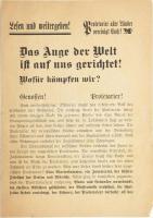 cca 1917 Das Auge der Welt ist auf uns gerichtet! Wofür kämpfen wir? Német szocialista, kommunista szórólap / German communist propaganda flyer.