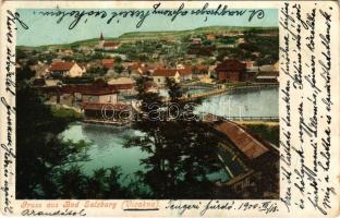 1900 Vízakna, Salzburg, Ocna Sibiului; fürdő látképe / Bad / spa, bath (EB)