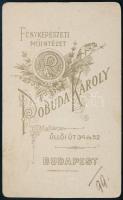 cca 1899 Katonaportré (hadnagy), keményhátú mignon fotó Pobuda Károly budapesti műterméből, 7x4,5 cm