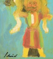 Schéner Mihály (1923-2009): Szent István és a könnyező angyalok. Olaj, farost, jelezve balra lent, h...