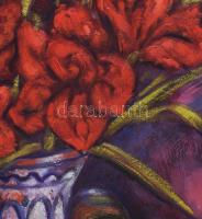 Farkasházy Miklós (1895-1964): Kardvirágok. Olaj, farost, jelezve balra lent. Dekoratív fakeretben. ...