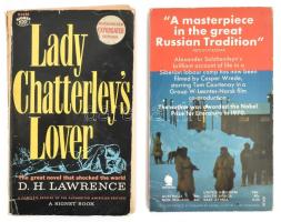 D. H. Lawrence: Lady Chatterleys lover. New York, 1959, Signet Book. Angol nyelven. Kiadói papírkötés, kopott, szakadt borítóval. + Alexander Solzhenitsyn: One day in the life of Ivan Denisovich. Tranlation by Gillon Aitken. London,1971,Sphere Books. Angol nyelven. Kiadói papírkötés, kopott borítóval.