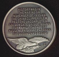 USA DN "China Clipper 1935" Ag emlékérem 33,8g T:2