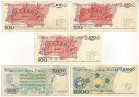 Lengyelország 1976-1988. 100Zl (3xklf) + 1982. 1000Zl + 1988. 5000Zl T:XF-VG az egyiken tűlyuk
Pola...