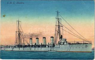 1916 SMS Novara az Osztrák-Magyar Haditengerészet Helgoland-osztályú gyorscirkálója / K.u.K. Kriegsmarine Kleiner Kreuzer / WWI Austro-Hungarian Navy Helgoland-class light cruiser. C. Fano Pola 1915/16. 32. + "K.u.k. Marinefeldpostamt"