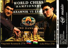 Mánia magazin reklám képeslapja, Vlagyimir Kramnyik - Lékó Péter sakkvilágbajnoki páros mérkőzés 2004 Brissago / World Chess Championship 2004 Brissago, Hungarian advertisment postcard