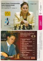 2 db MODERN sakk motívum képeslap: sakk világbajnokság. Lékó Péter, Polgár Judit / 2 chess postcards of the World Chess Championship