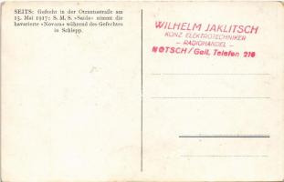 Gefecht in der Otrantostraße am 15. Mai 1917. SMS Saida nimmt die havarierte Novara während des Gefe...