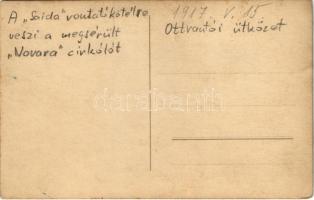 1917 SMS Saida cs. és kir. haditengerészet Helgoland-osztályú gyorscirkálója vontatásba fogta az otr...