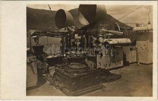 1917 SMS NOVARA cs. és kir. haditengerészet Helgoland-osztályú gyorscirkáló az otrantó-i ütközet után / K.u.K. Kriegsmarine / WWI Austro-Hungarian Navy, damaged SMS Novara after the battle of Otranto. photo