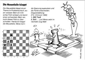 Die Mausefalle klappt / chess caricature, humour. Helge Hau