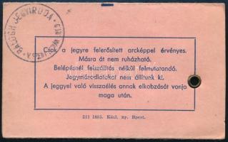 1943 Fényképes belépőjegy a Szent-Margitszigetre