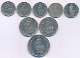 Svájc 1968-2007. 1/2Fr Cu-Ni (5db) + 1979-1995. 1Fr Cu-Ni (2db) + 1993. 2Fr Cu-Ni T:AU-F
Switzerlan...