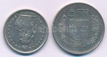 Svájc 1977. 2Fr Cu-Ni + 1984. 5Fr Cu-Ni T:XF
Switzerland 1977. 2 Francs Cu-Ni + 1984. 5 Francs Cu-N...