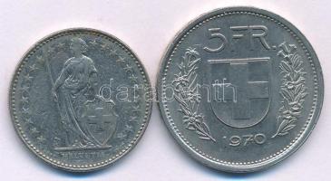 Svájc 1994. 2Fr Cu-Ni + 1970. 5Fr Cu-Ni T:XF
Switzerland 1994. 2 Francs Cu-Ni + 1970. 5 Francs Cu-N...