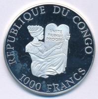 Kongó 1995. 1000Fr Ag "1996 Nyári Olimpia - Diszkoszvető" T:PP kis fo. Congo 1995. 1000 Fr...