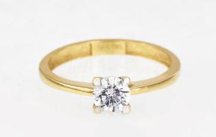 Arany (Au) 14K szoliter köves gyűrű, jelzett, méret: 50, bruttó: 1,3 g