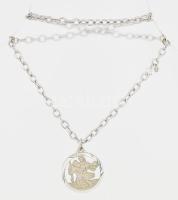 Ezüst(Ag) anker nyaklánc Szent Kristóf medállal, jelzett, h: 43 cm, d: 2,7 cm, nettó: 12,1 g