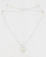 Ezüst(Ag) kígyó nyaklánc köves szív medállal, jelzett, h: 45-50 cm, 2×1,6 cm, bruttó: 9,6 g