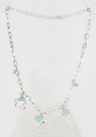 Ezüst(Ag) rombuszos anker nyaklánc köves virág csüngőkkel, jelzett, h: 38 cm, nettó: 12,6 g