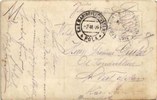 1916 SMS Viribus Unitis az Osztrák-Magyar Haditengerészet Tegetthoff-osztályú csatahajó matrózai a f...