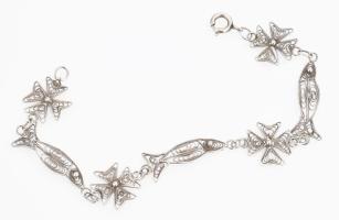 Ezüst(Ag) filigrán karkötő máltai kereszt mintázattal, jelzett, h: 18 cm, nettó: 4,2 g