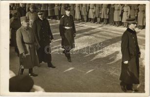 K.u.k. Kriegsmarine / Funeral of Archduke Francis Ferdinand and the Duchess of Hohenberg, Charles I of Austria, Archduke Friedrich and Admiral Anton Haus / Ferenc Ferdinánd trónörökös és felesége Chotek Zsófia temetése, IV. Károly, Anton Haus admirális és Frigyes főherceg. photo (gyűrődés / crease)