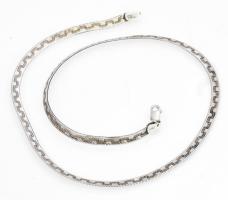 Ezüst(Ag) meandermintás lapos kígyó nyaklánc, jelzett, h: 46 cm, nettó: 10,2 g