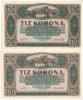 1920. 10K (2x) sorszámkövetők "a 077 356.672 - a 077 356.673" T:UNC,AU Adamo K14