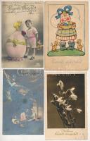 15 db RÉGI húsvéti üdvözlő motívum képeslap vegyes minőségben / 15 pre-1945 Easter greeting motive postcards in mixed quality