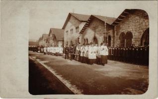 1917 Pola, Pula; Anton Haus osztrák-magyar admirális temetése, gyászmenet katolikus papokkal / K.u.K. Kriegsmarine / WWI Austro-Hungarian Navy funeral of Grand Admiral Anton Haus in the Naval cemetery. photo (fl)