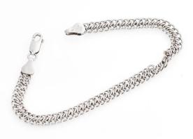 Ezüst(Ag) fantáziaszemes fonott karkötő, jelzett, h: 18 cm, nettó. 6,4 g
