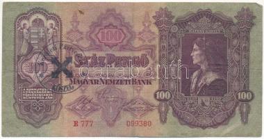 1930. 100P hamis "Kerületi Pártvezető - Kőszeg" nyilaskeresztes felülbélyegzéssel T:F,VG